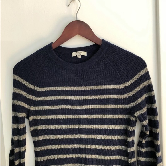 Madewell XS striped sweater elbow patches wool - Picture 4 of 10